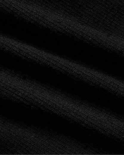 Womens Black Ribbed U-Neck Tee