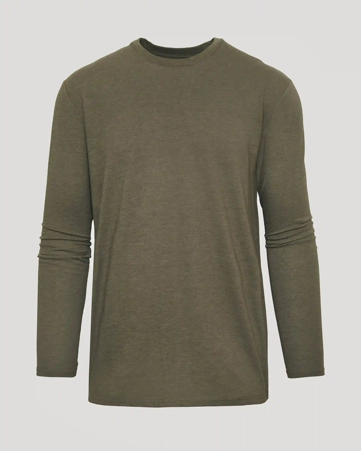 Heather Military Green Classic Long Sleeve Crew Neck