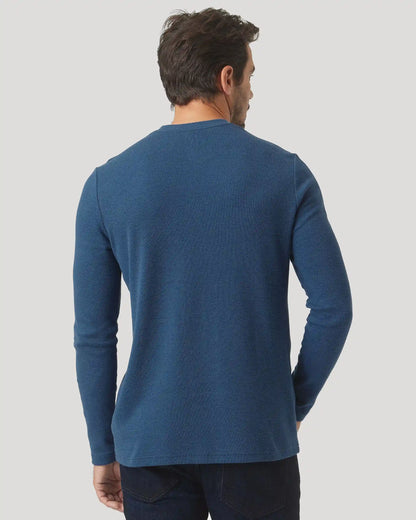Deep Sea Blue Long Sleeve Waffle Crew