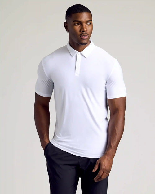 White Short Sleeve Tall Active Polo