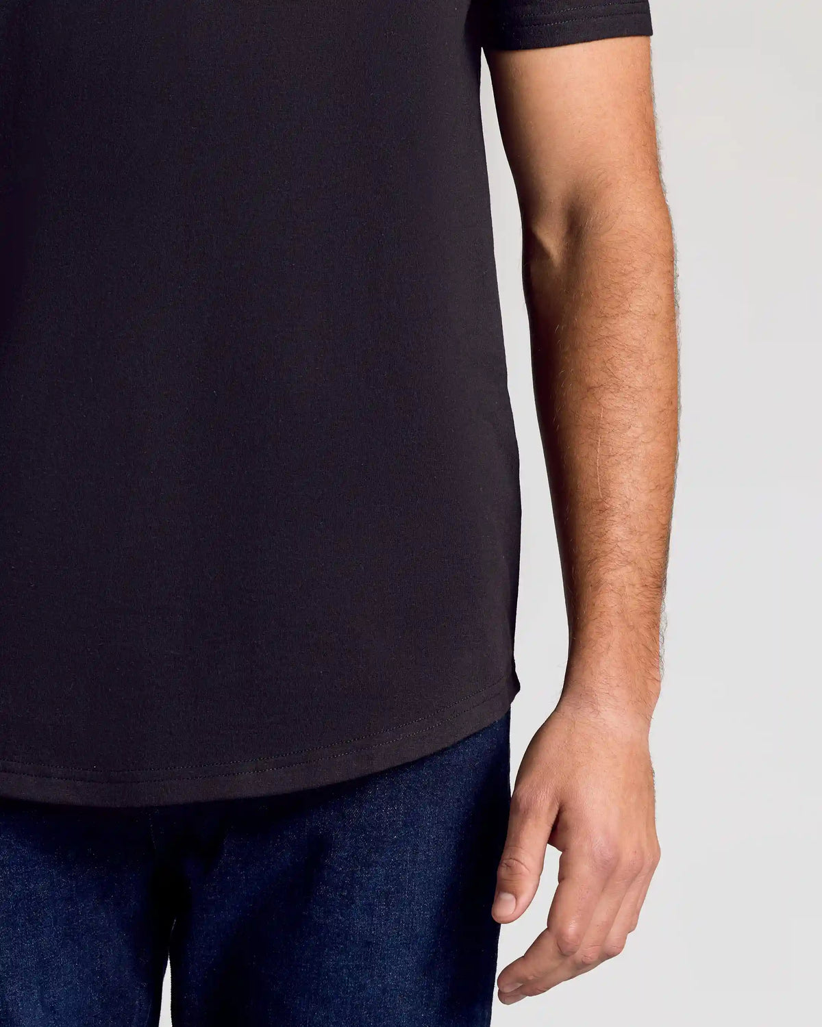 Black Short Sleeve Tall Curved Hem Crew