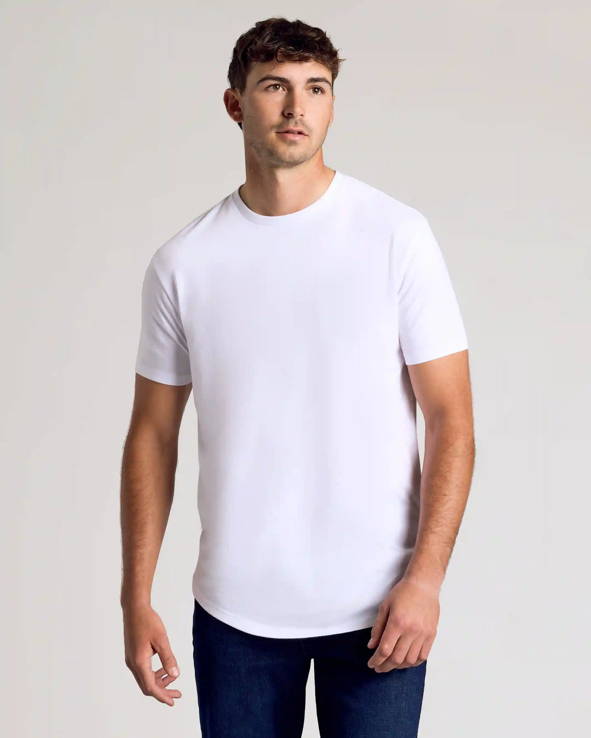 All White Short Sleeve Tall Curved Hem Crew 3-Pack