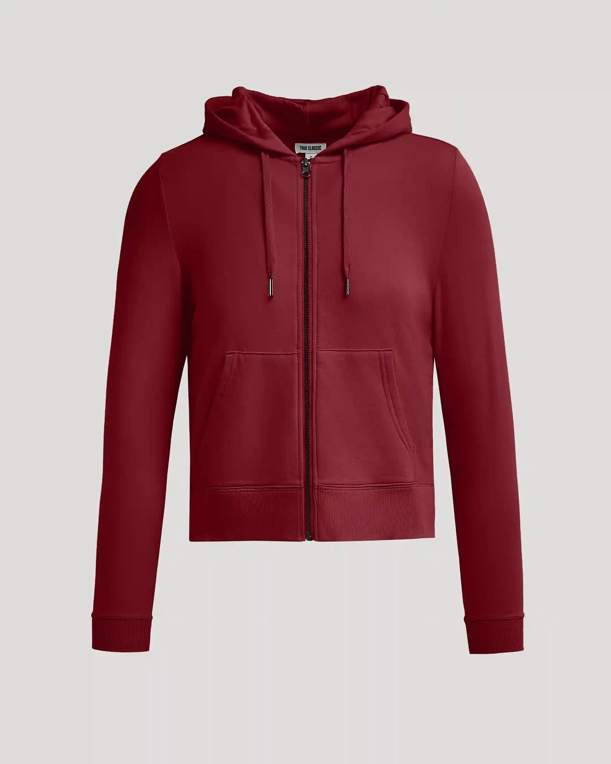Womens Dark Maroon Crop Zip Hoodie