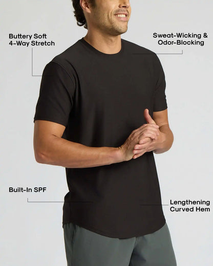 Black Active Curved Hem Crew