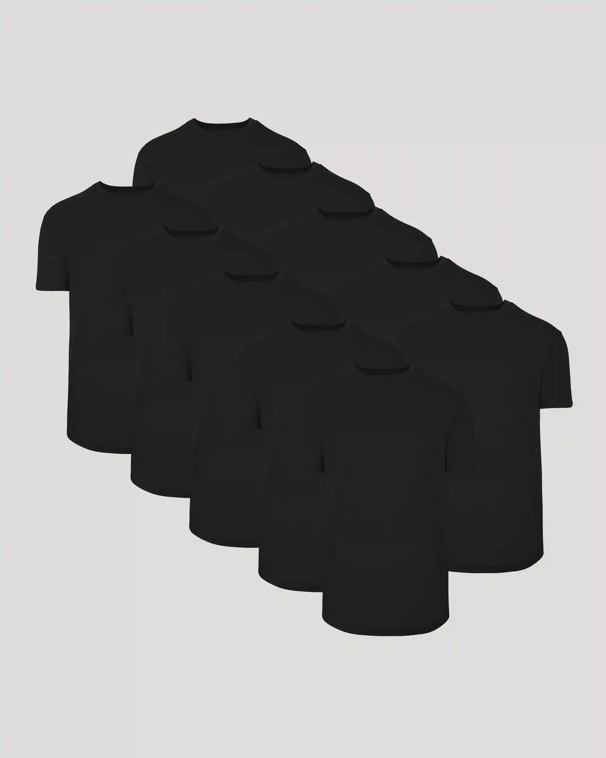 All Black Curved Hem Classic Crew Neck 10-Pack
