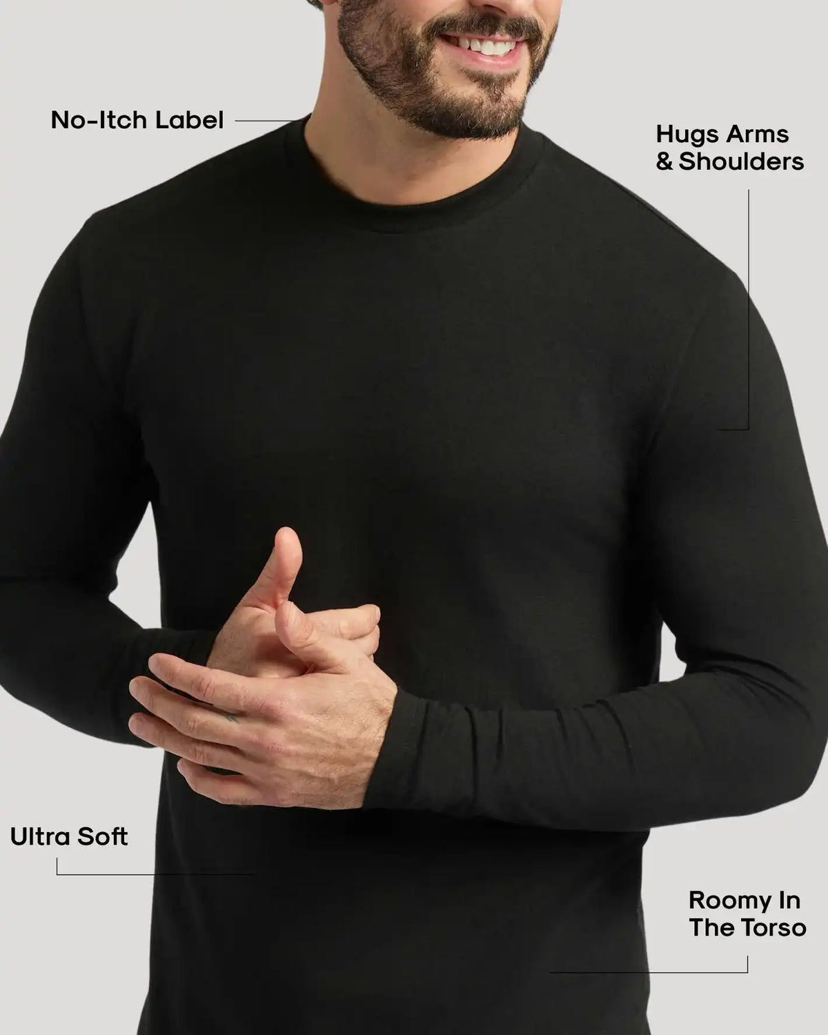 Black Classic Long Sleeve Crew Neck