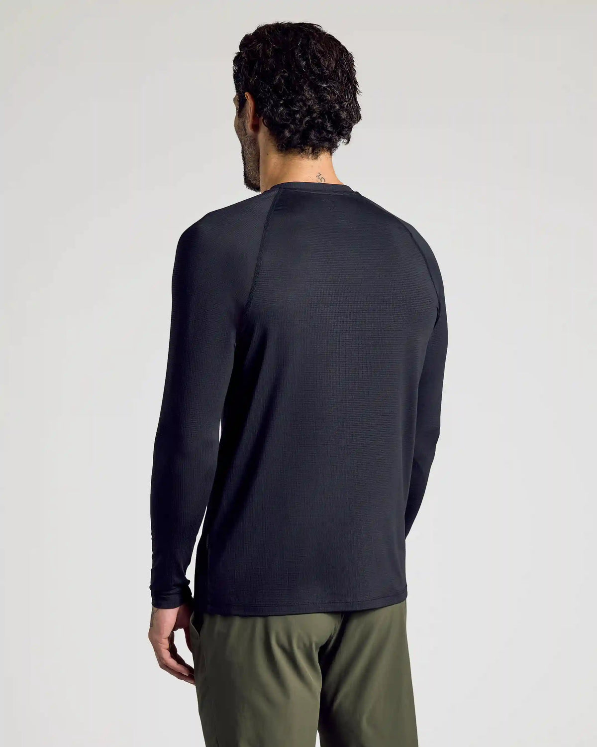 Black Long Sleeve Active Mesh Crew