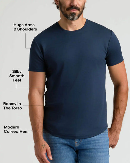 Pima Cotton Blend Curved Hem Crew 2-Pack