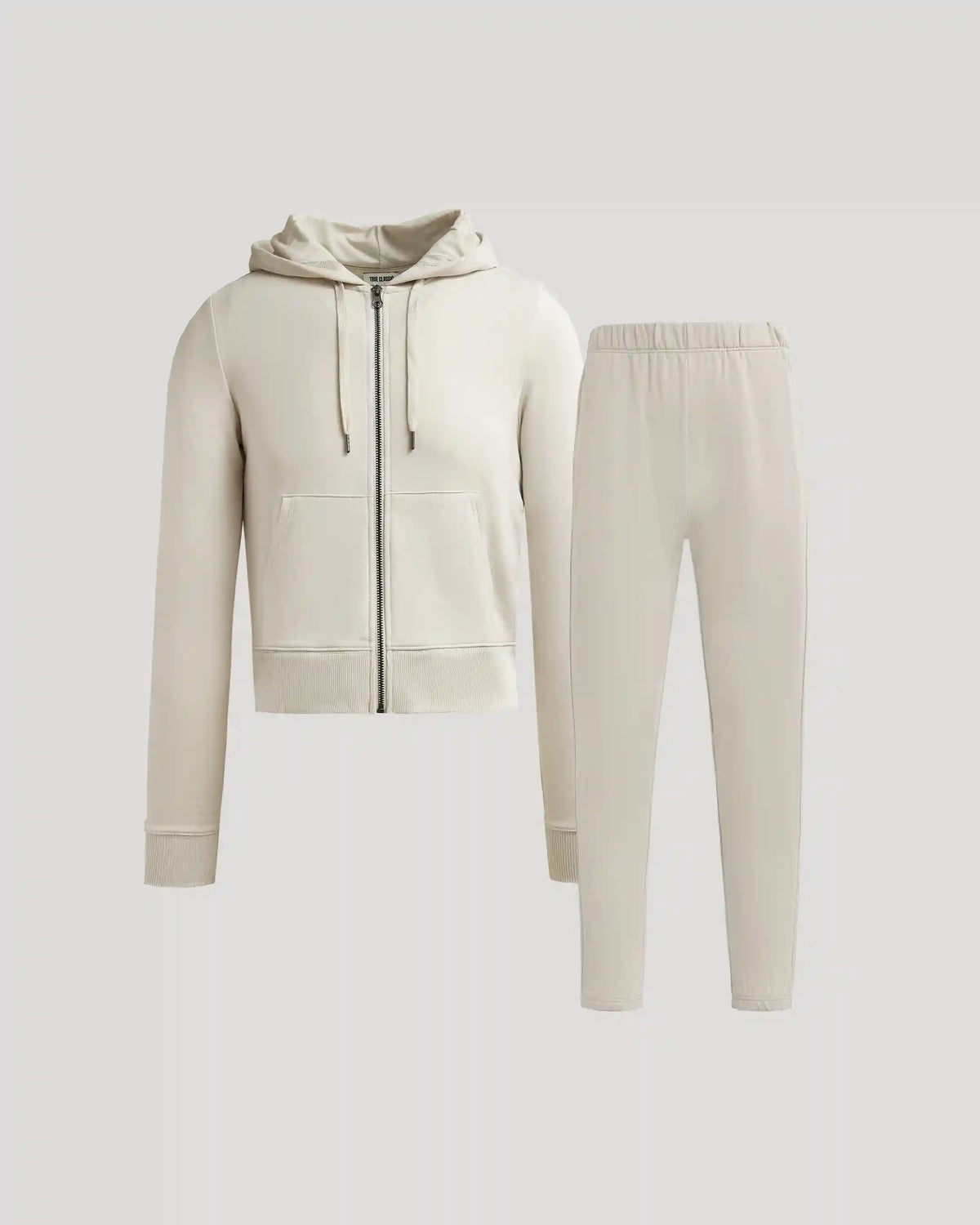 Womens Oatmeal Crop Zip Hoodie & Relaxed Jogger 2-Pack
