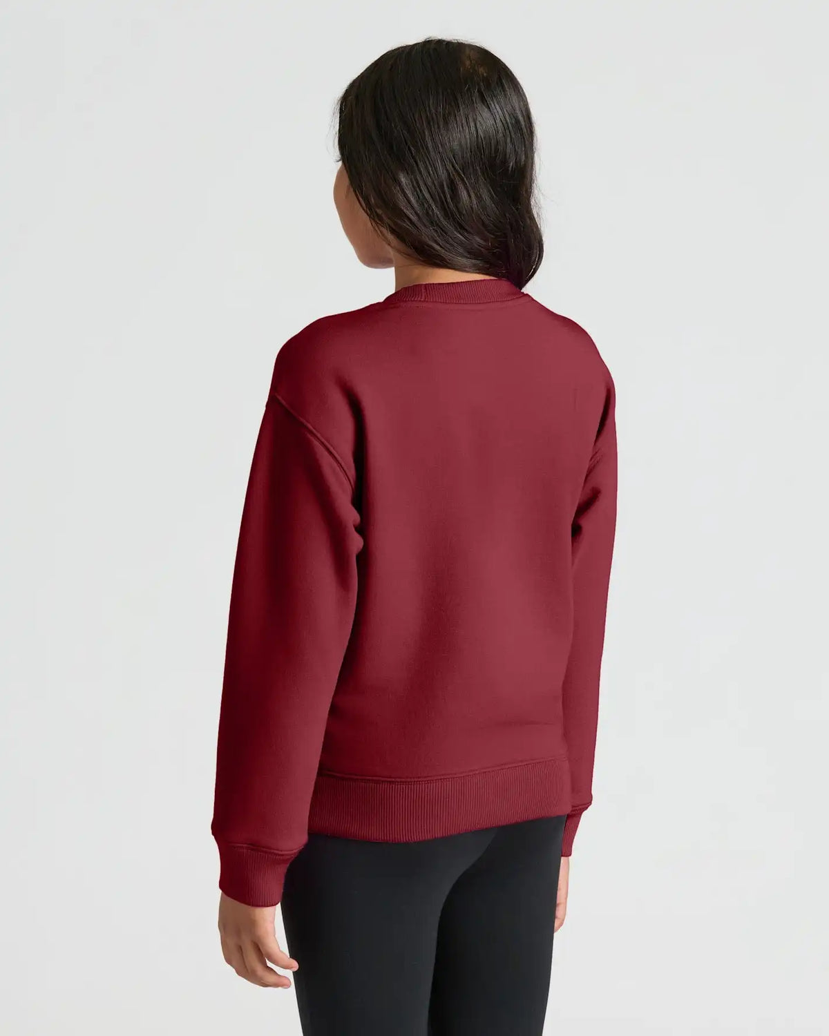 Girls Dark Maroon Slouch Pullover Crew