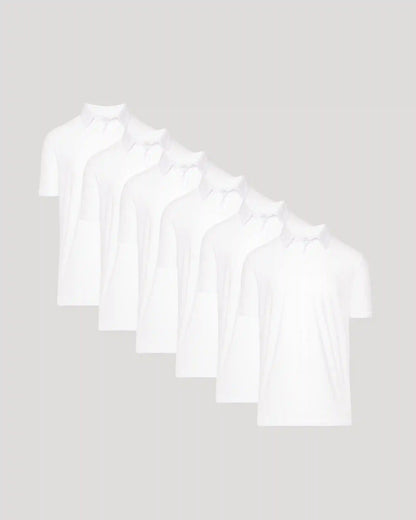 All White Active Polo 6-Pack