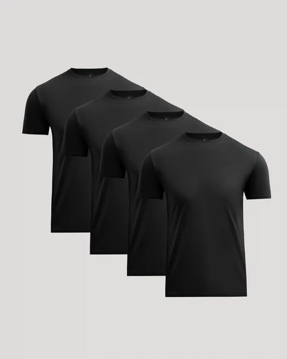 All Black Pima Cotton Blend Crew 4-Pack