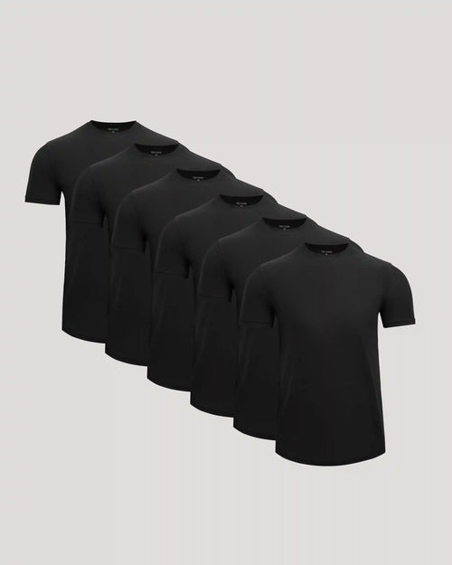 All Black Active Curved Hem Crew 6-Pack