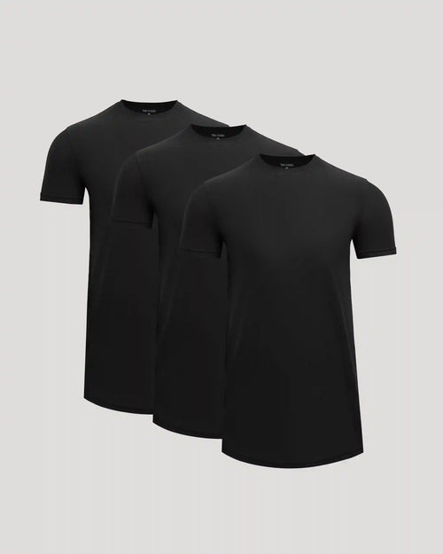 All Black Tall Active Curved Hem Crew 3-Pack