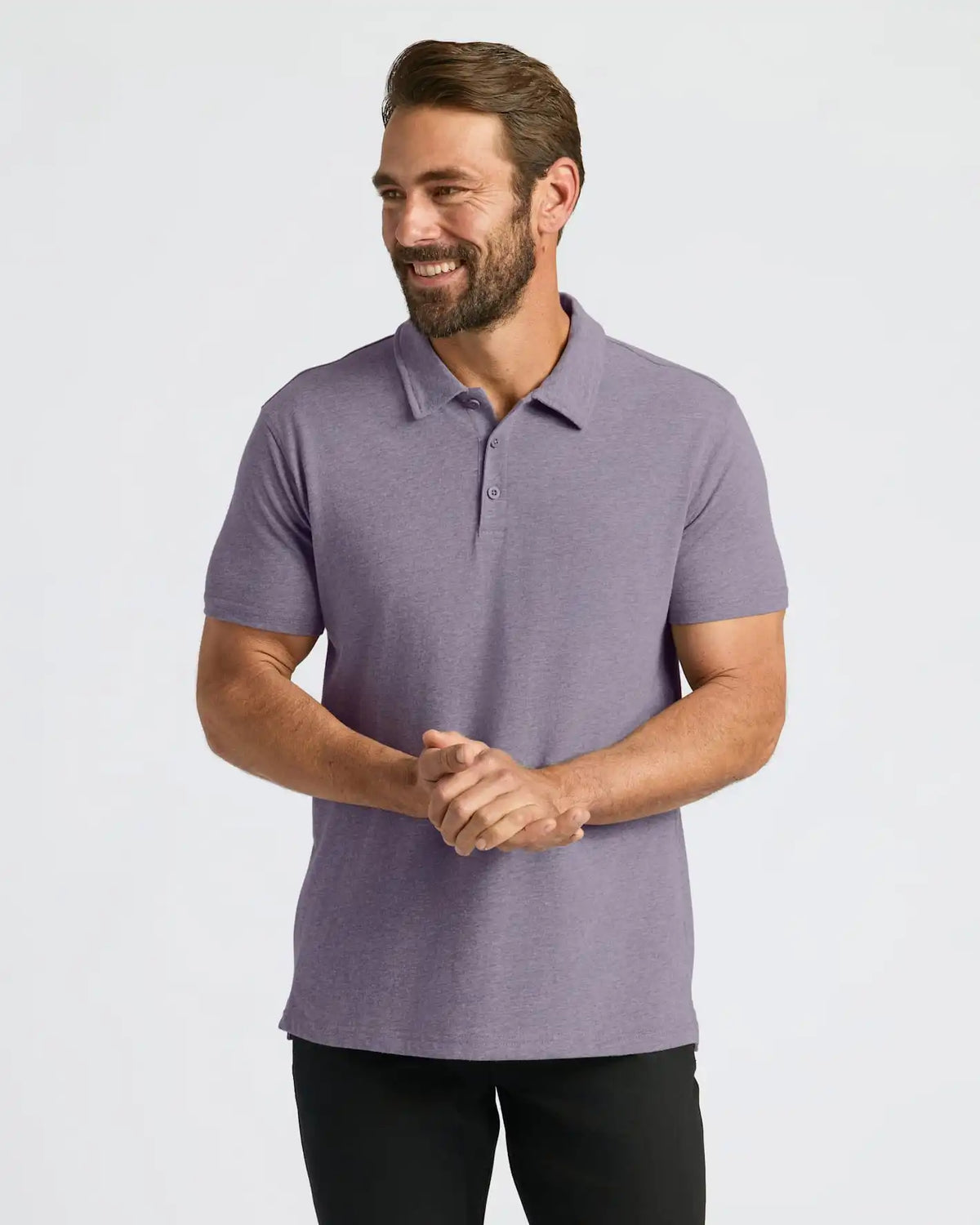 Dark Heather Amethyst Short Sleeve Polo