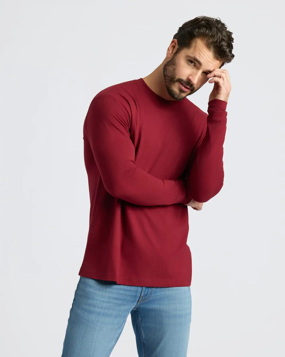 Dark Maroon Classic Long Sleeve Crew Neck