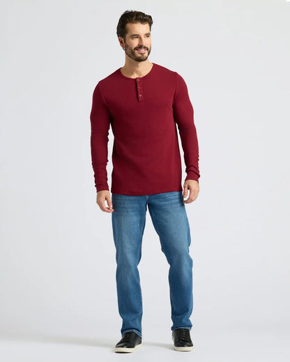 Dark Maroon Waffle Long Sleeve Henley