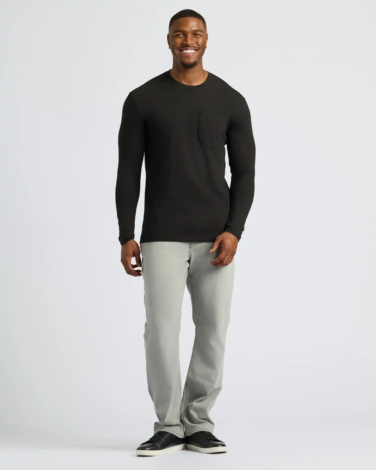 Black Tall Heavyweight Long Sleeve Pocket Crew