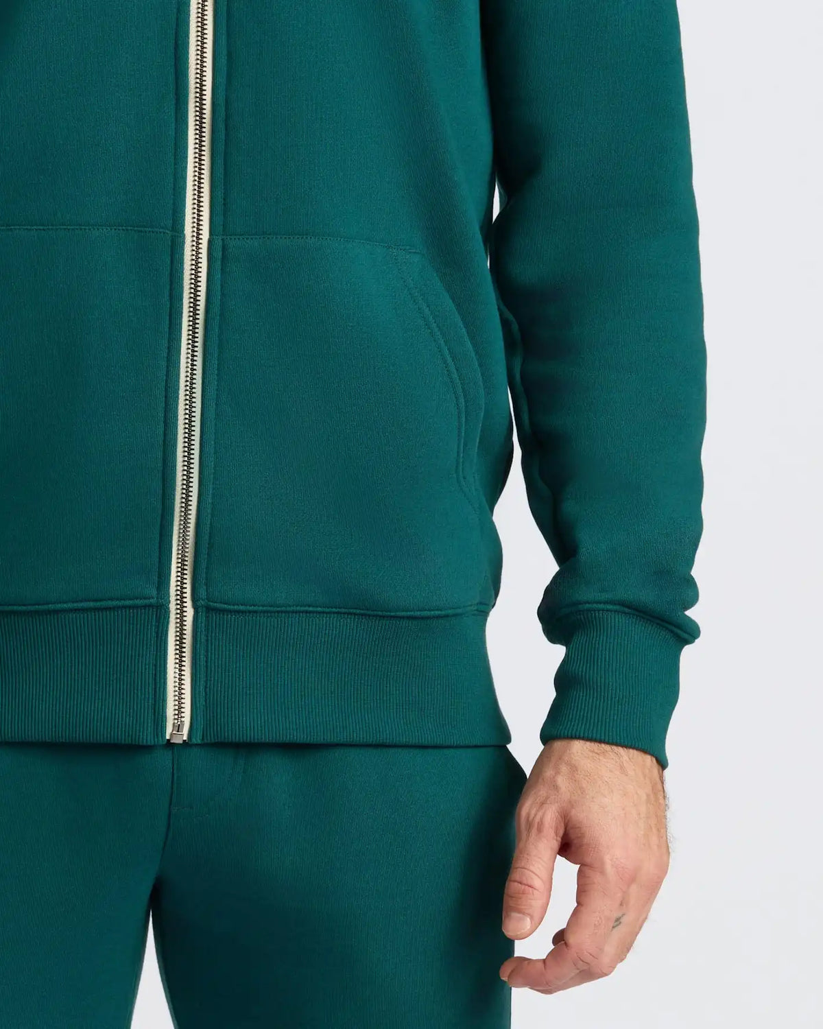 Deep Emerald Fleece French Terry Zip Hoodie