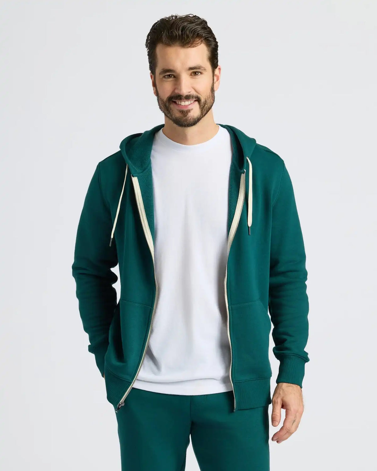 Deep Emerald Fleece French Terry Zip Hoodie