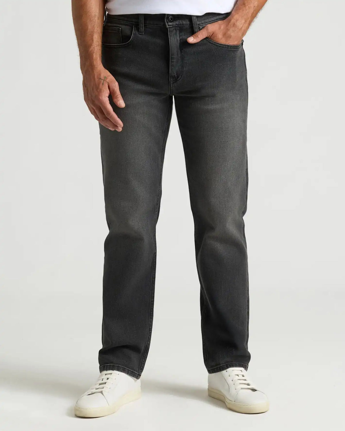 Gray Wash Straight Authentic Denim Jeans