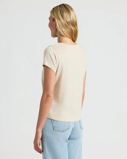 Womens Oatmeal Slub Scoop Neck Tee