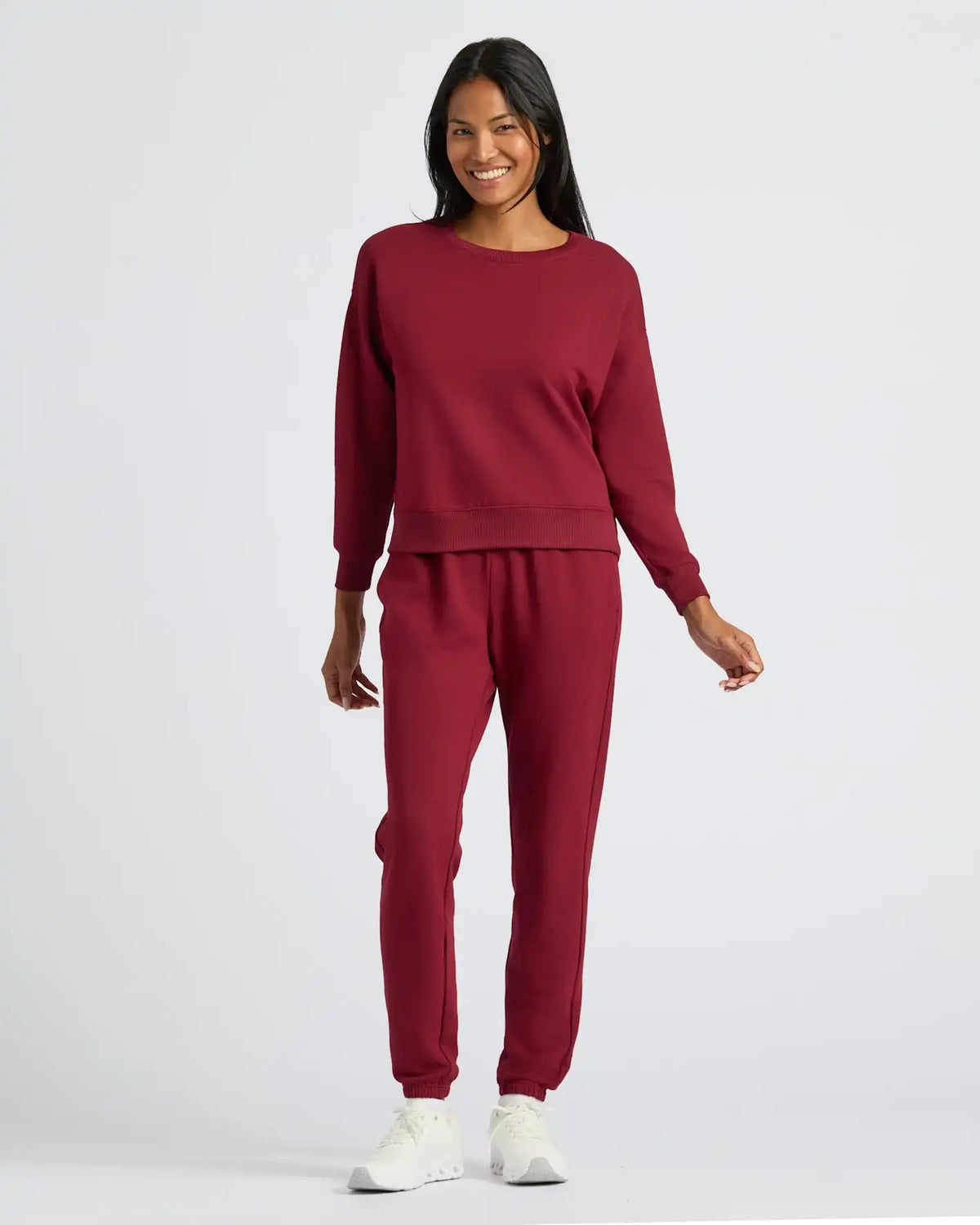 Womens Dark Maroon Slouch Pullover Crew