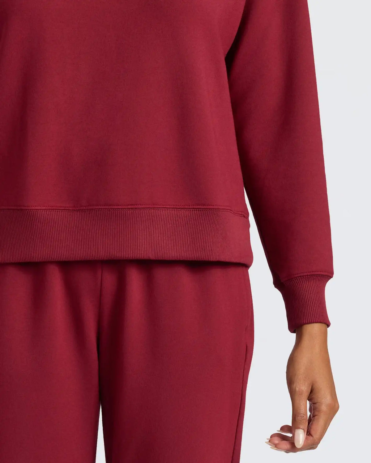 Womens Dark Maroon Slouch Pullover Crew