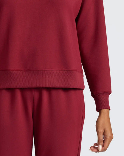 Womens Dark Maroon Slouch Pullover Crew