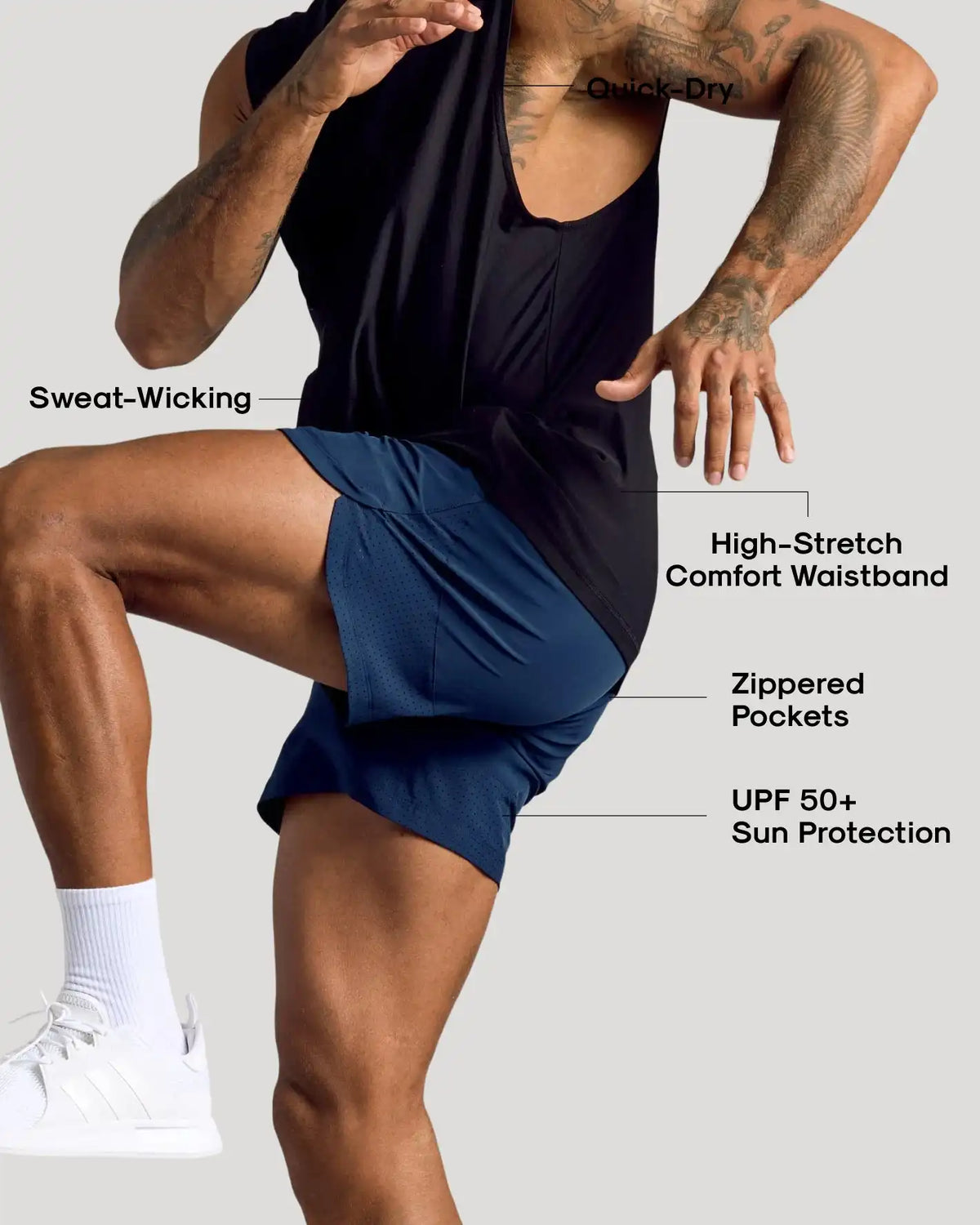 7" Navy Active Training Shorts 2.0