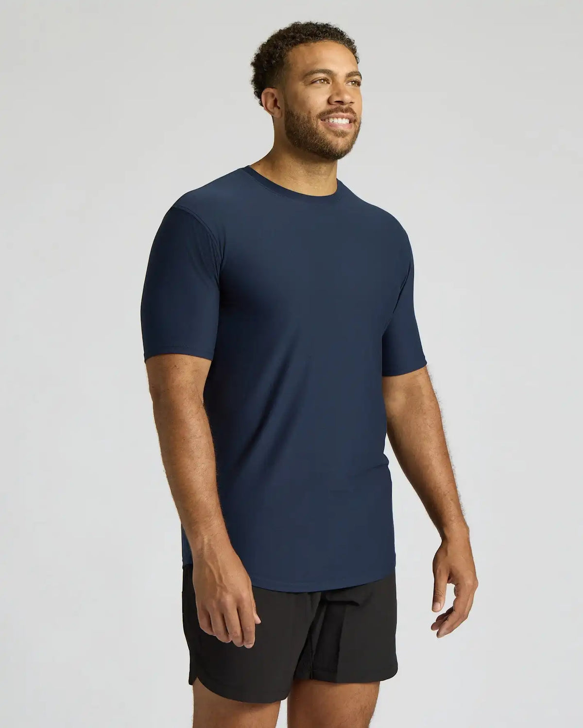Navy Tall Active Curved Hem Crew