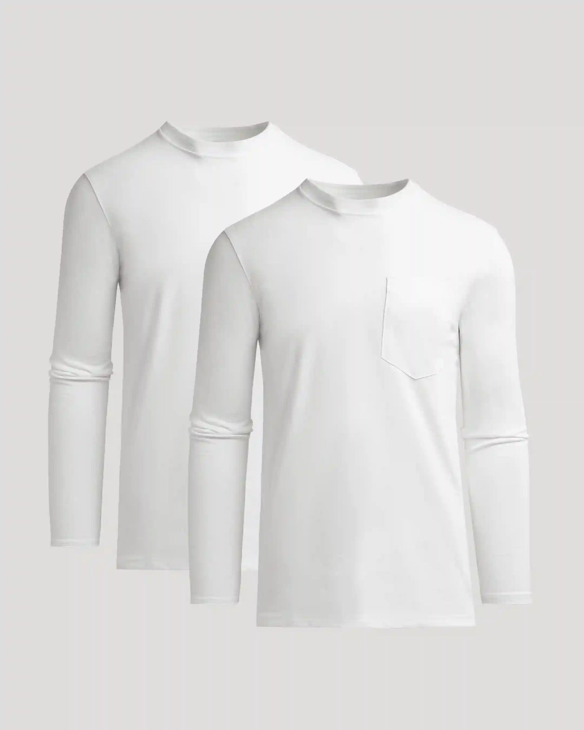White Tall Heavyweight Long Sleeve Pocket Crew 2-Pack