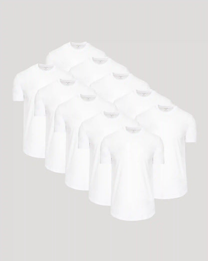 All White Curved Hem Classic Crew Neck 10-Pack