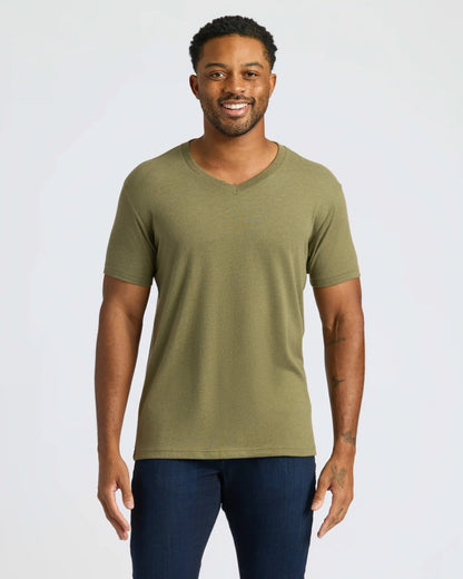 Heather Military Green Classic V-Neck